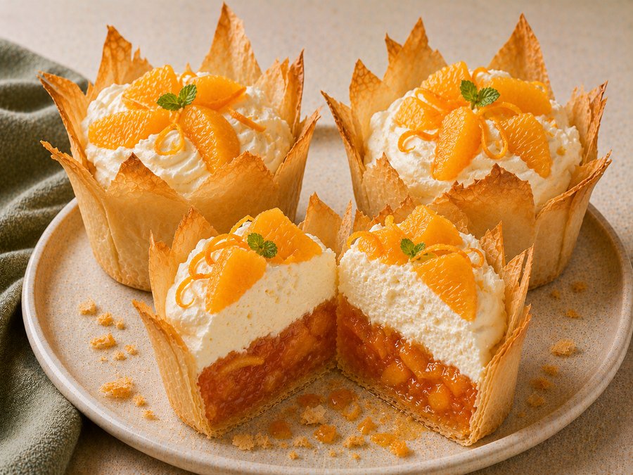 Корзинка фило с апельсиновым джемом и маскарпоне